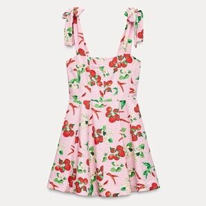 🖤 SHIP SEPARATELY 🖤 Size Medium | Zara | Viral Pink Dress with Cherry Print